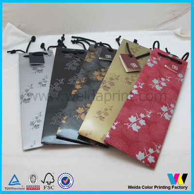 Offset Printing Wine packaging 110gsm art paper bag with white cotton rope