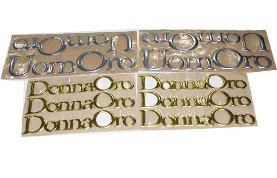 CMYK / Pantone Vinyl Car Sticker , embossed logo golden metal decal