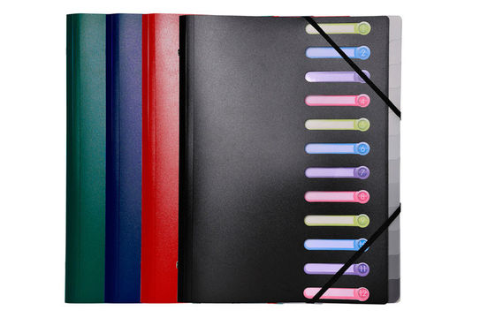 Opaque polypropylene 12 compartments multipart stationery file
