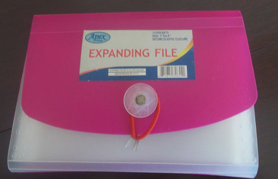 Pink plastic expanding Plastic Document Folder , A4 size 13 Pockets