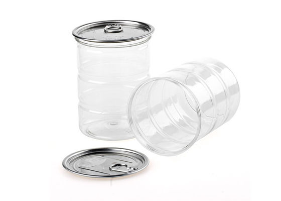 Heat Protection Clear Plastic Cylinder PET Easy Open Lid Canned Package