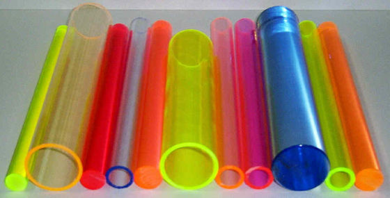 Round Colored Clear Cast Acrylic Tube For LED Lighting / Decoration