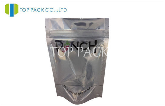Resealable Shinny Foil Spices Packaging Bags Clear Front Black Back