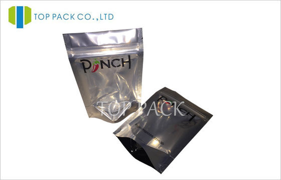 Resealable Shinny Foil Spices Packaging Bags Clear Front Black Back