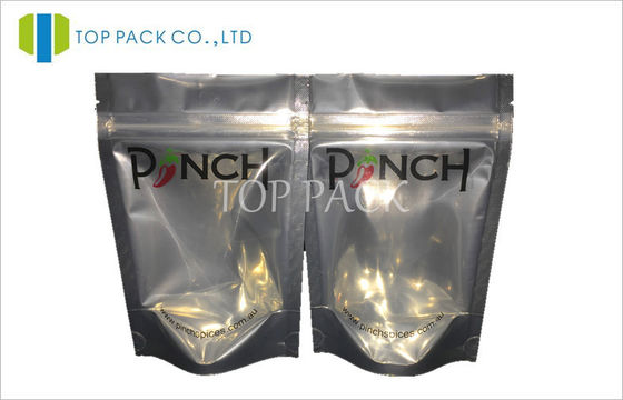 Resealable Shinny Foil Spices Packaging Bags Clear Front Black Back