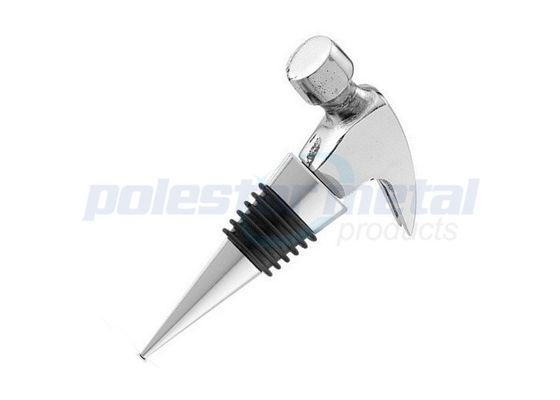 3-1/2" Polished Chrome Zinc Alloy / Brass Hammer Wine Bottle Stoper
