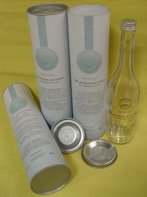 Cylinder Tube Paper Board Wine Packaging Box with Tin Plate for Wine / Oil Bottle