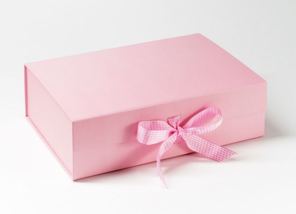 Attractive Folding Cardboard Suitcase Box Rectangle Recycled Paper With Ribbon