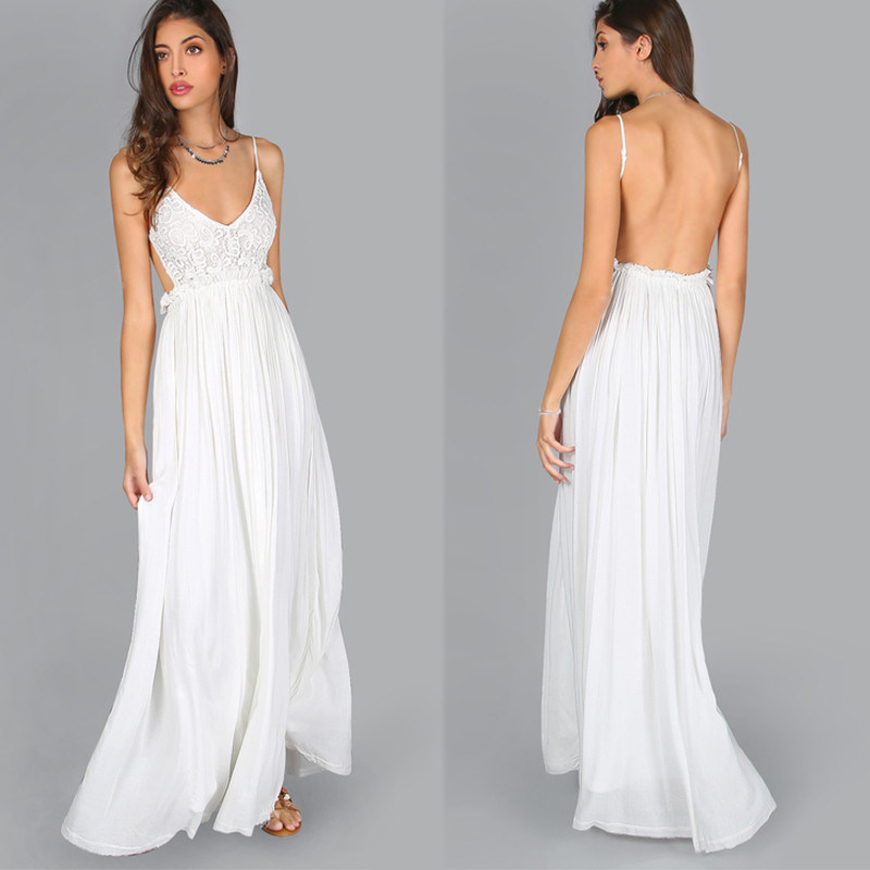 Greek Goddess V neck Maxi Crochet Dress Summer Apparel
