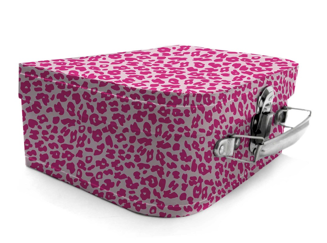 Cardboard Suitcase Box with Metal Closure and Handle for Children's Toys and Clothes