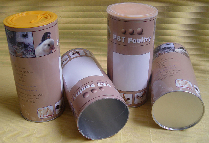 Paper Tube Containers with Metal Cap and Bottom and Cap, PE Cap for Chicken Powder