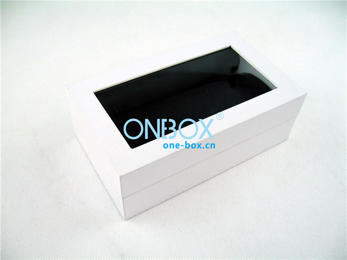 Customized White Luxury packaging boxes with window / plastic Mens watch box
