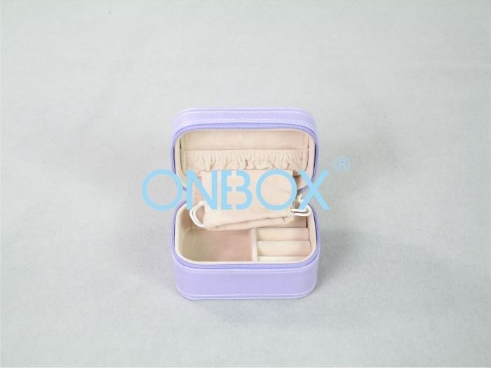 Cardboard small zipper box , jewelry travel box for Lady ring or earring collection