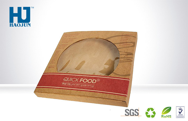 Quick Food Packing Cardboard Boxes With PET Window , Custom Printed Kraft Paper Boxes