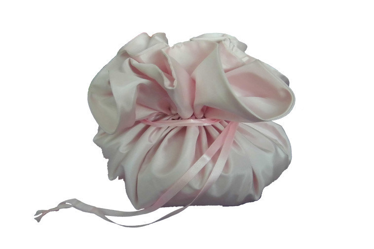 Pretty Style Satin Drawstring Gift Pouches For Wedding Favor , Round Base