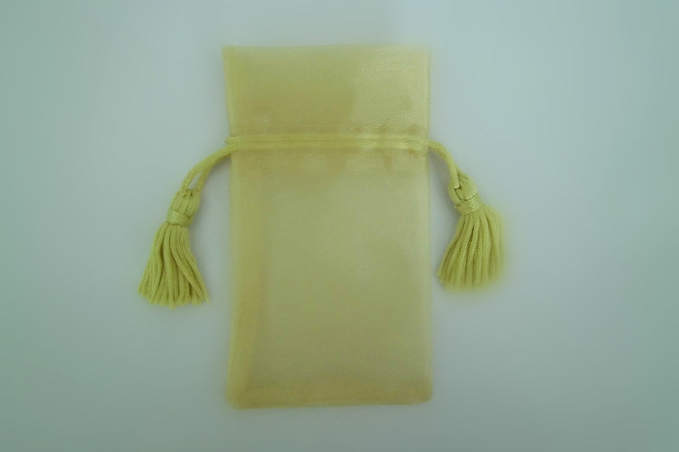 Yellow Sheer Organza Drawstring Pouch For Jewelry Packing , Polyester