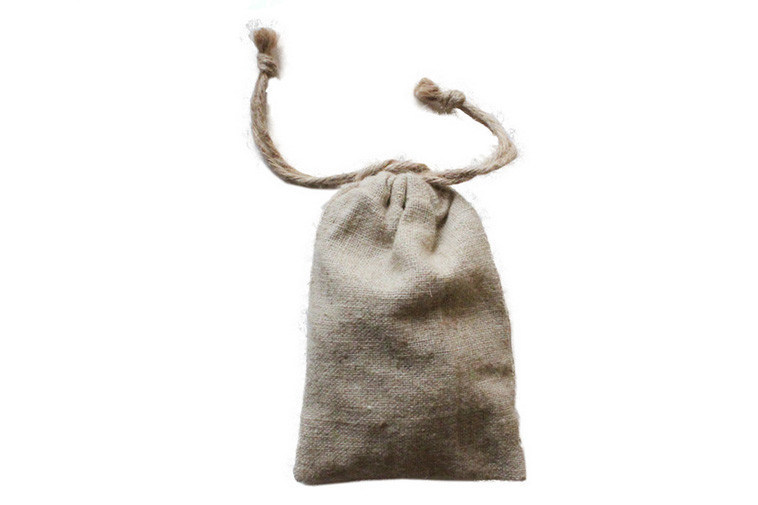 Customized Design Jute Drawstring Pouch , Fast Food Packaging Bag