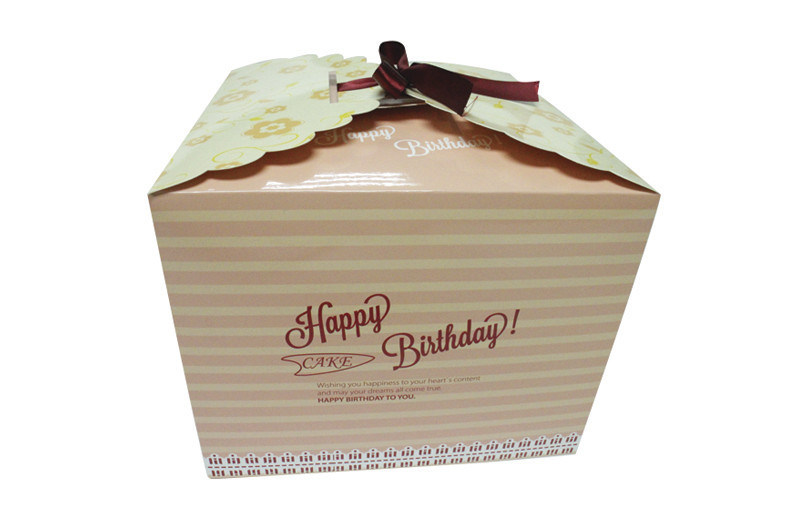 Flat Shipping Paper Packaging Wedding Cake Boxes With Exquisite Ribbon