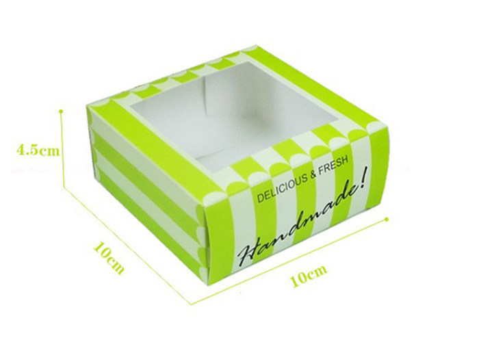 Empty clear Window Colored Paper Packaging Boxes , food grade Cake Box
