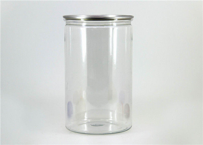 Large capacity food grade Clear Plastic Cylinder PET canister For dry fruit , nut