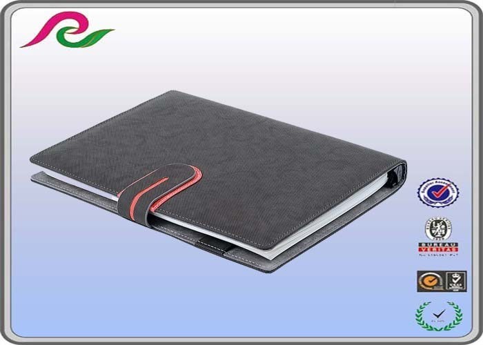 Hardcover types of business velcro closure spiral notebook with card files