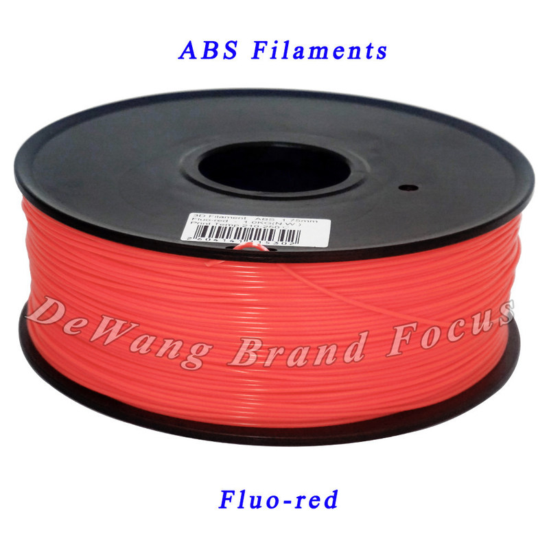 FluoRed 3D Printer Filaments ABS Consumables 1.75mm Plastic Rubber Material
